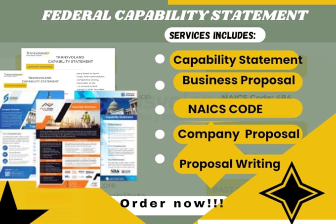 Gig Preview - Design and write federal government capability statement for government contract