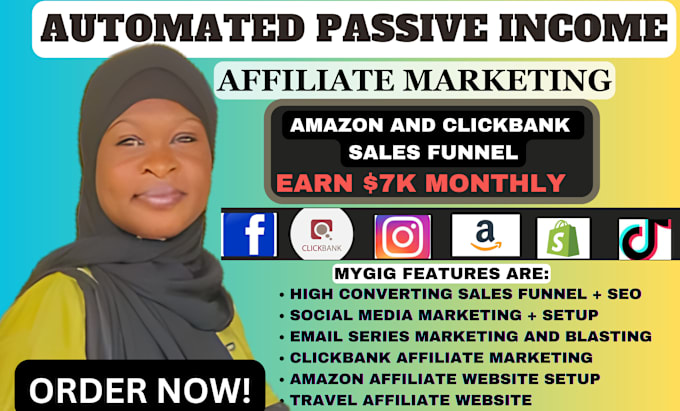 Gig Preview - Do automated amazon, clickbank affiliate marketing, shopify sales funnel