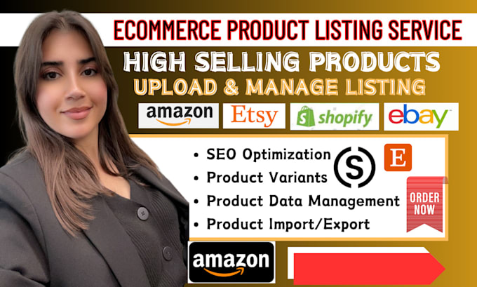 Gig Preview - Manage, list, bulk product upload to shopify, etsy, ebay, walmart amazon store