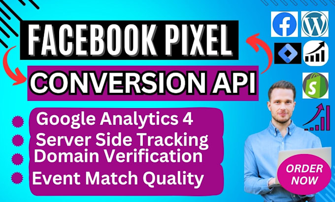 Gig Preview - Do facebook pixel conversion api server side tracking google tag manager ga4