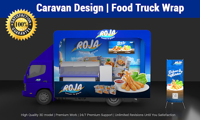 Gig Preview - Design a food truck wrap, caravan design, vehicle wrap, trailer wrap, and kiosk