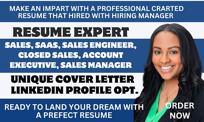 Gig Preview - Write a resume for sales, account executive, closed sales and sales engineer