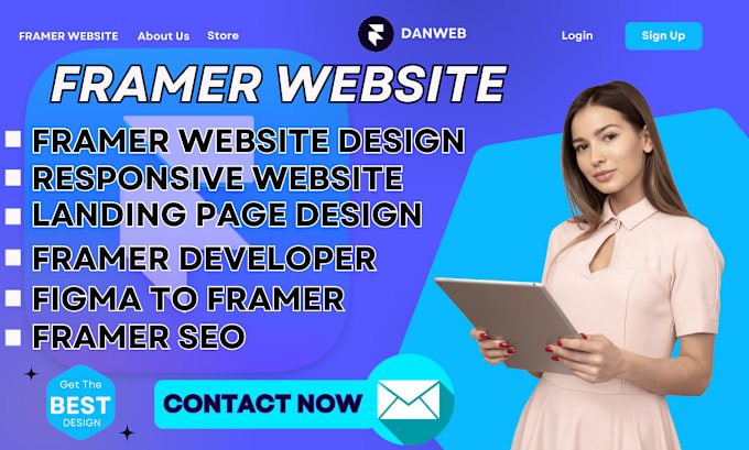 Gig Preview - Create or redesign responsive framer website figma to framer landing page expert