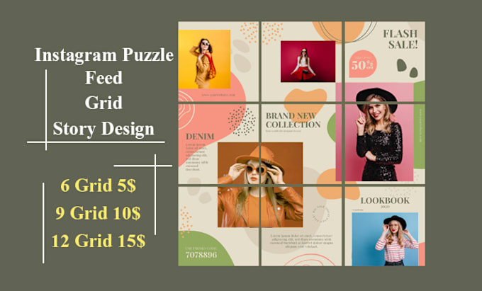 Gig Preview - Design instagram puzzle feed story grid post