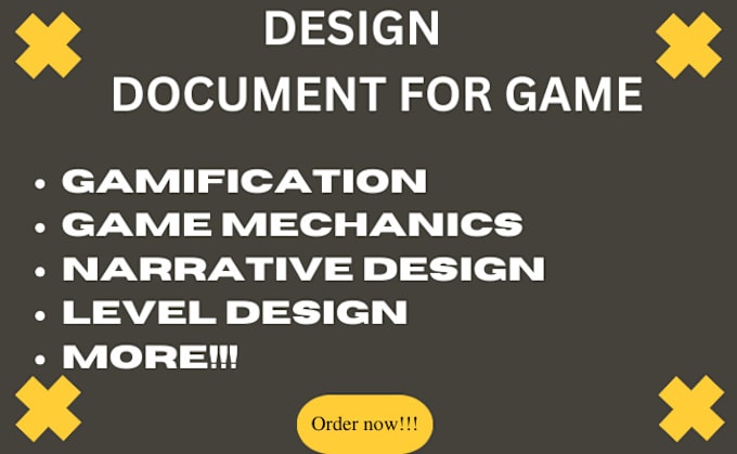 Gig Preview - Write professional game design document game mechanics