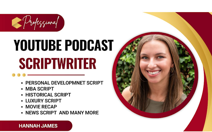 Gig Preview - Be your youtube video script writer scriptwriting podcast script video script