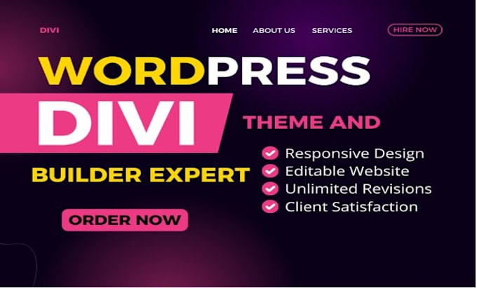 Gig Preview - Design divi wordpress website dive theme customization and landing page