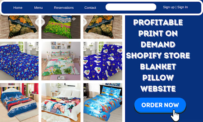 Gig Preview - Design profitable print on demand shopify blanket pillow wall tapestries website