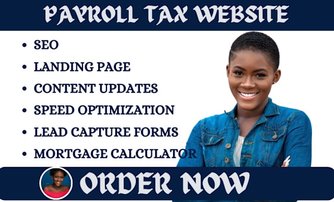 Gig Preview - Design payroll tax website, tax website, finance website, income tax website