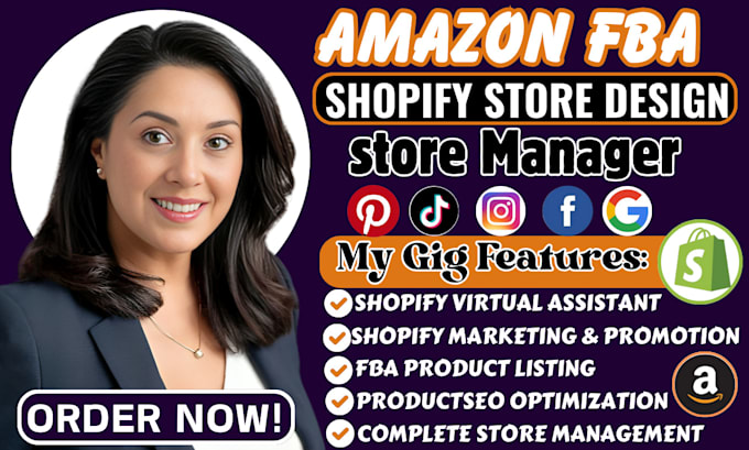 Gig Preview - Be your shopify amazon VA, shopify store manager shopify marketing, facebook ads