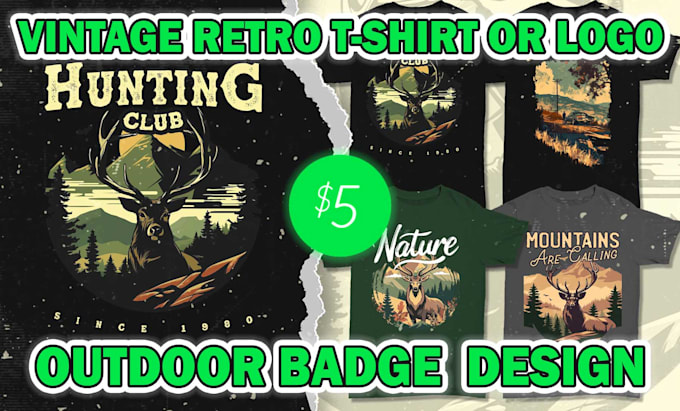 Bestseller - make vintage outdoor badges design for logo and tshirt