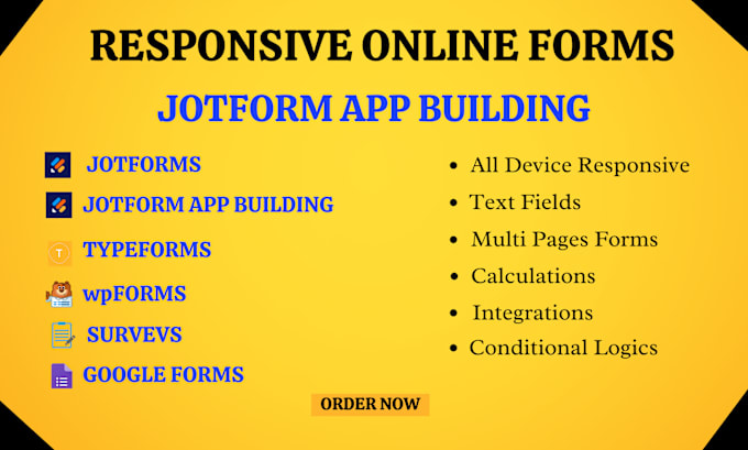 Bestseller - build professional and attractive online forms and surveys usingjotform,typeform