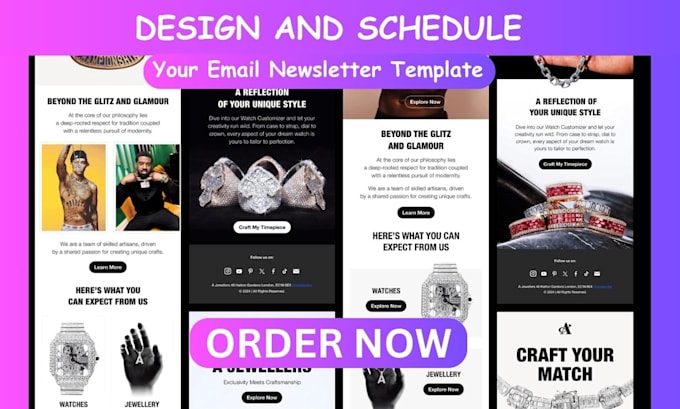 Gig Preview - Design, schedule weekly monthly email newsletter beehiiv klaviyo mailchimp