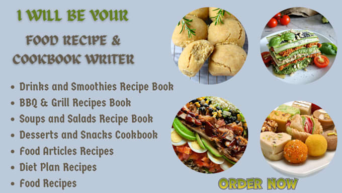 Gig Preview - Write high quality food recipes, cookbooks, and recipe book creation