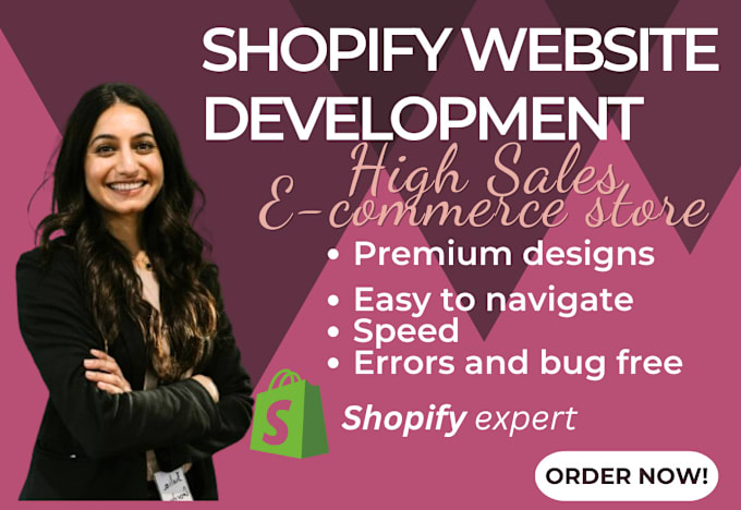 Gig Preview - Shopify store development ecommerce website design shopify store bug fixing