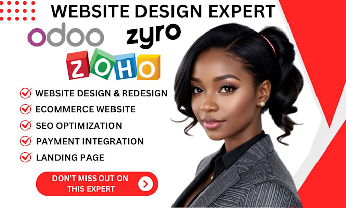 Gig Preview - Do zoho sites odoo zyro ecommerce website zoho commerce odoo 17 website expert