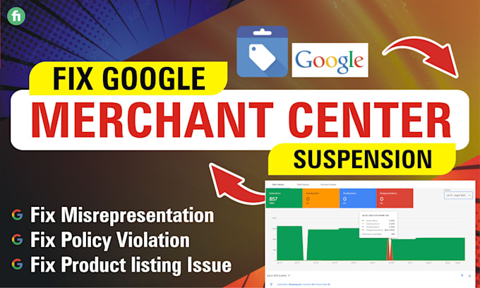 Gig Preview - Create fix and reactivate your google merchant from any suspension