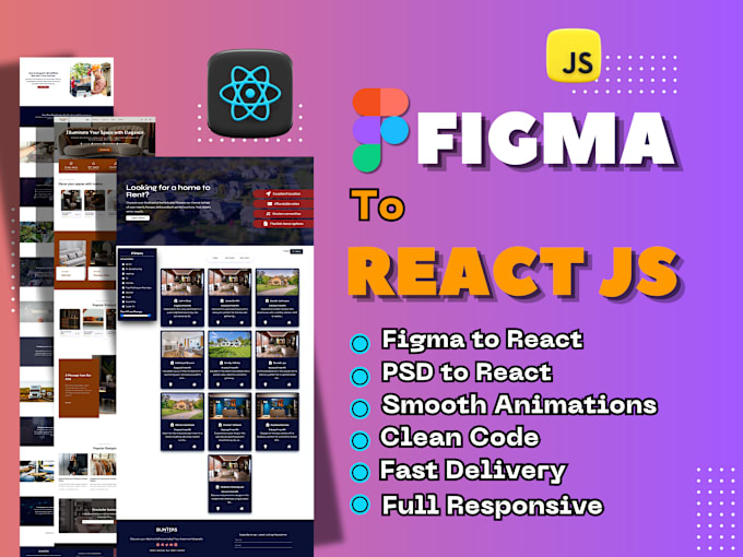 Gig Preview - Build react js website, figma to react js with animations