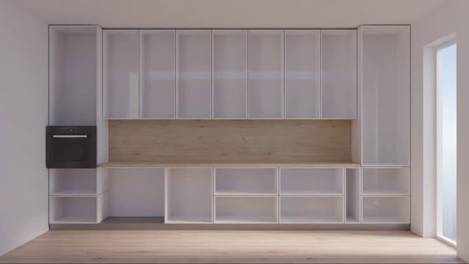 Gig Preview - Do 3d custom cabinet animation interior design wardrobe design 3d modeling