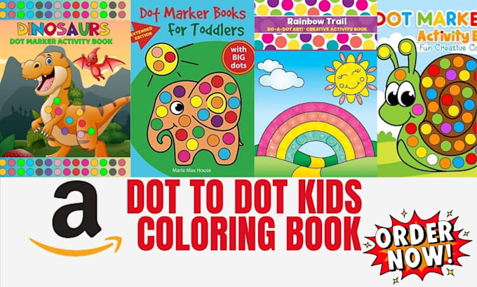 Gig Preview - Do dot to dot kids coloring book kids activity book worksheets KDP cover designs