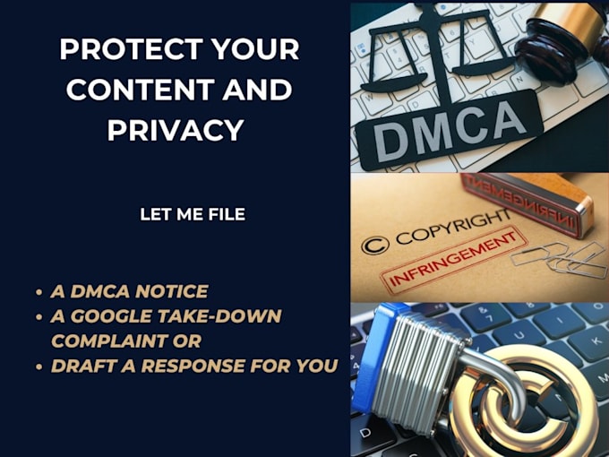 Gig Preview - Dmca or google take down complaint filed to protect your IP