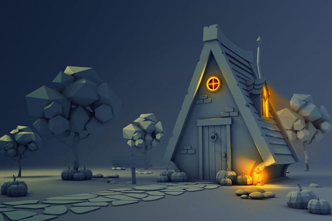 Gig Preview - Create 3d low poly room, environment, scene in blender or unity