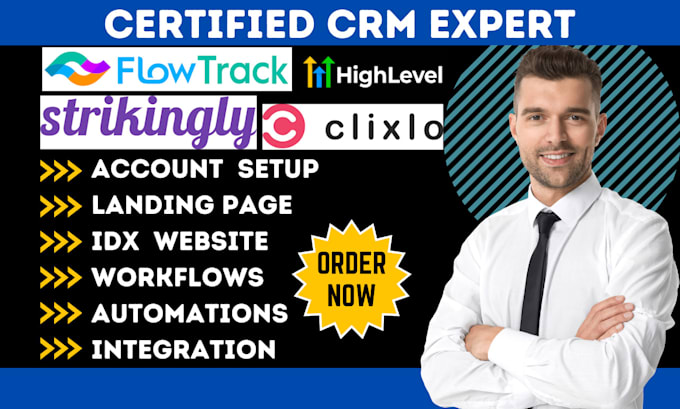 Gig Preview - Design strikingly gohighlevel automation clixlo flowtrack landing page workflow