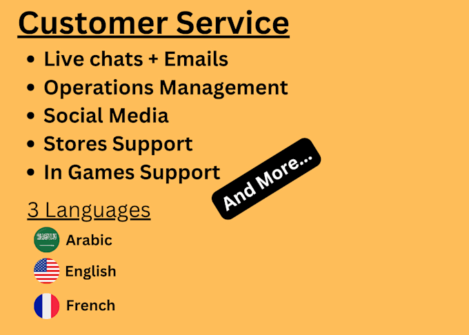 Gig Preview - Customer service, customer support, email support, live chat, arabic, english