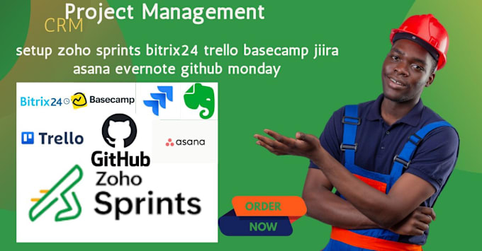 Gig Preview - Setup zoho sprints bitrix24 trello basecamp jiira asana evernote github monday