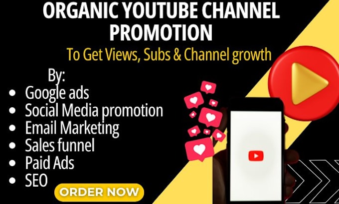 Gig Preview - Organic promote youtube channel, video marketing for views, channel engagement