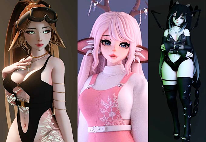 Gig Preview - Custom vrchat avatar, 3d model, vrc character, avi, furry vr chat outfits, unity