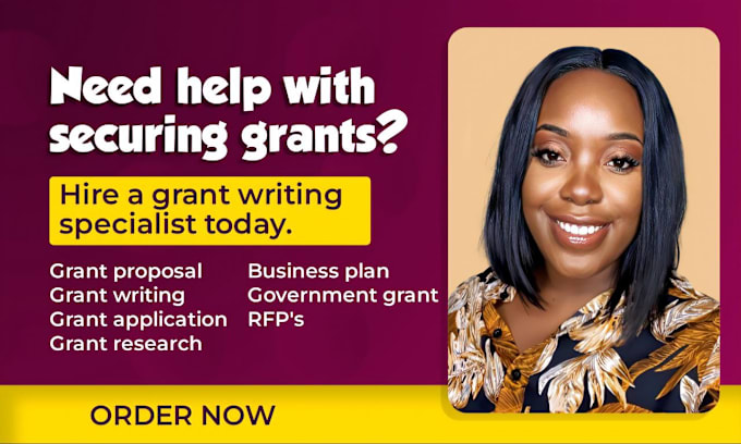 Gig Preview - Research grants, grant writing, grant proposal, business plan