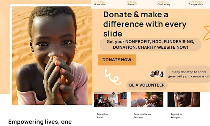 Gig Preview - Design non profit website for nonprofit ngo  website charity website redesign