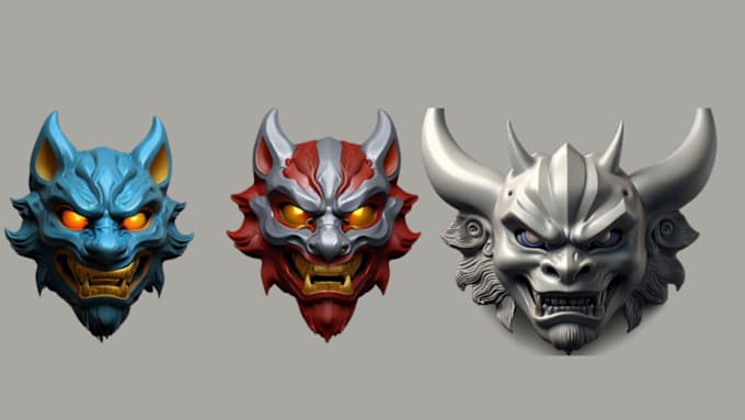 Bestseller - sculpt 3d helmet model, 3d armor helmet, 3d cosplay mask, oni mask for 3d print