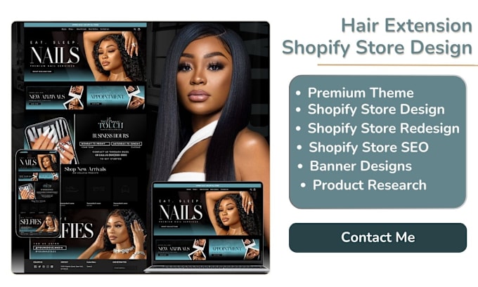 Gig Preview - Design hair extension shopify store hair extension website