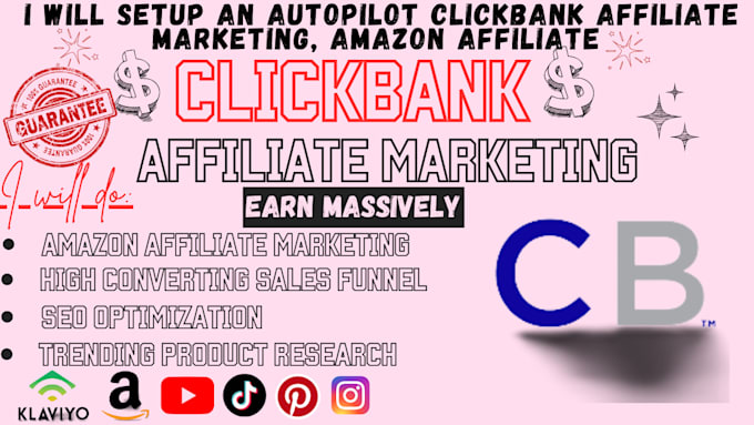 Gig Preview - Setup an autopilot clickbank affiliate marketing, amazon affiliate, sales funnel