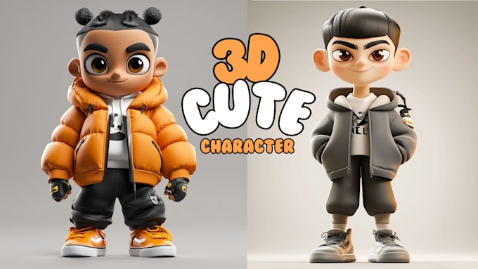 Gig Preview - Design 3d cute character, mascot, cartoon character for game and animation