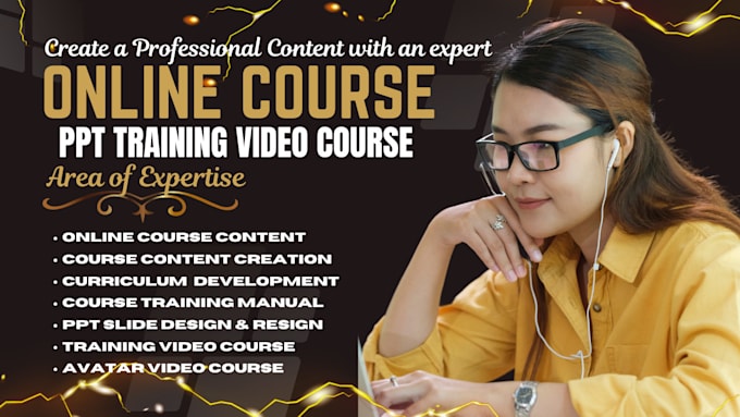 Gig Preview - Online course content online course creation elearning ppt training video course