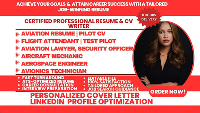 Gig Preview - Write a aviation manager resume, airline pilot, traffic controller, paramedic cv