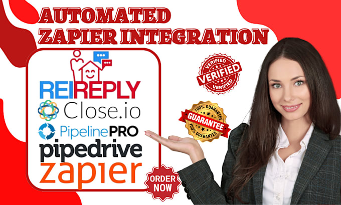 Gig Preview - Setup zapier integration pipeline pro pipedrive close io rei reply automation va