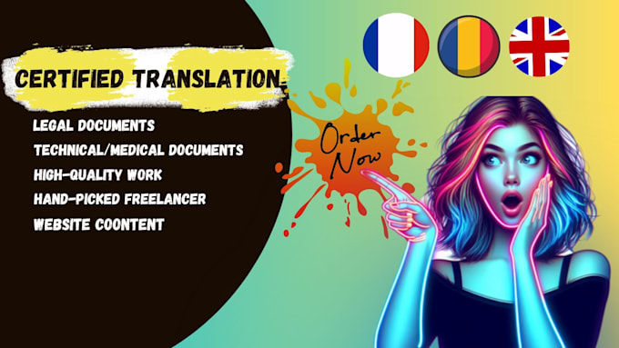 Gig Preview - Provide a certified translation between english, french or romanian