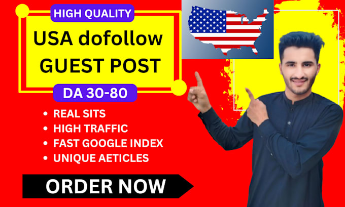 Gig Preview - Build USA dofollow backlinks through USA guest post