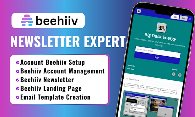 Gig Preview - Setup beehiiv newsletter design  beehiiv landing page beehiiv ai newsletter