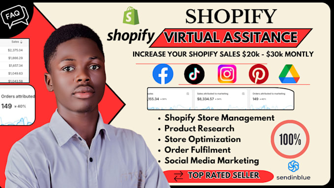 Gig Preview - Shopify virtual assistant ecommerce dropshipping store manager shopify marketing