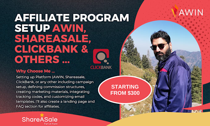 Gig Preview - Setup your affiliate program on awin, shareasale, clickbank