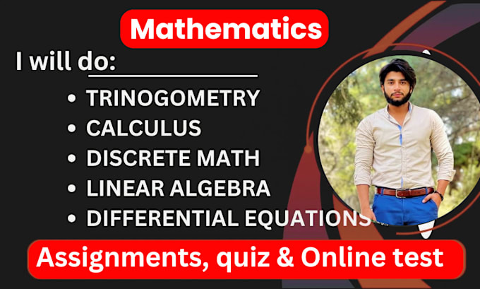 Gig Preview - Be your tutor for math algebra calculus discrete math trigonometry