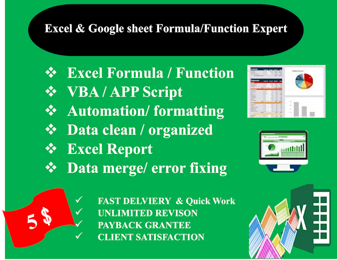 Gig Preview - Create and fix excel formula function, formatting and vba