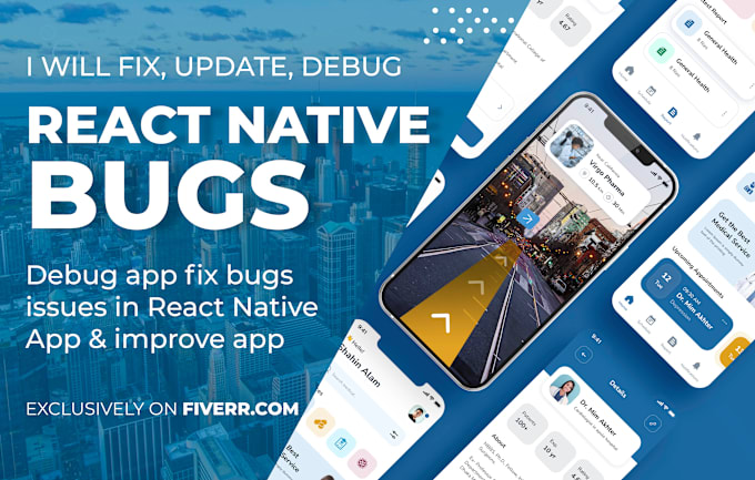 Gig Preview - Fix react native app bugs, build error, and crashes react native developer fixer