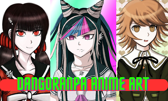 Gig Preview - Draw 2d anime danganronpa sprite illustration reference sheet sprite art fanart