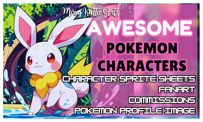 Bestseller - draw pokemon and fakemon fanart pokemon character and sprite in cute anime style